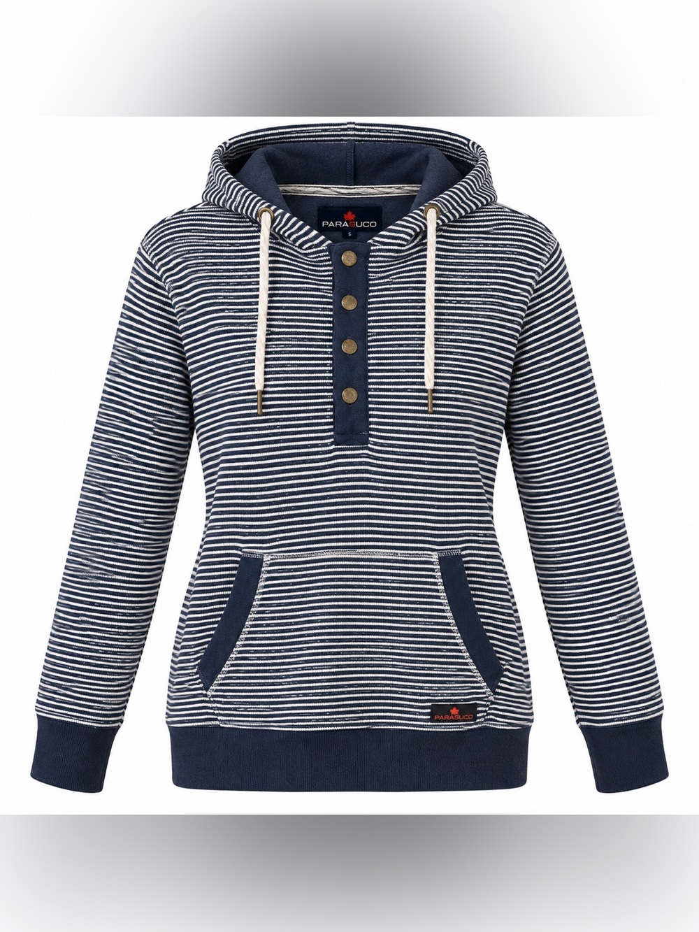 Parasuco Striped Henley Hoodie Blue White Size Small Y2K Casual